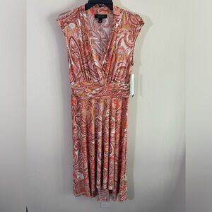 Perceptions New York women’s fit & flare Paisley hi-low V-neck dress small